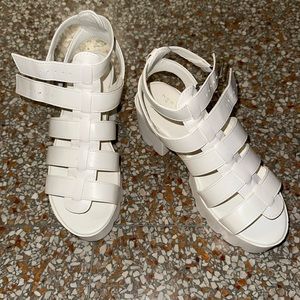 Chunky white platform heels!